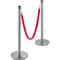 Crowd Control Stanchion Set, Silver Stainless Steel Barrier with Red Velvet Rope & Weighted Metal Base, Quick Setup