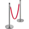Crowd Control Stanchion Set, Silver Stainless Steel Barrier with Red Velvet Rope & Weighted Metal Base, Quick Setup