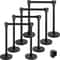 Crowd Control Stanchion, Black Retractable Belt Queue Barrier, Heavy-Duty Black Stanchion Posts w/ Concrete & Metal Base