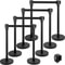 Crowd Control Stanchion, Black Retractable Belt Queue Barrier, Heavy-Duty Black Stanchion Posts w/ Concrete & Metal Base