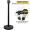 Crowd Control Stanchion, Black Retractable Belt Queue Barrier, Heavy-Duty Black Stanchion Posts w/ Concrete & Metal Base