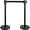 Crowd Control Stanchion, Black Retractable Belt Queue Barrier, Heavy-Duty Black Stanchion Posts w/ Concrete & Metal Base