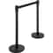 Crowd Control Stanchion, Black Retractable Belt Queue Barrier, Heavy-Duty Black Stanchion Posts w/ Concrete & Metal Base