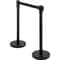 Crowd Control Stanchion, Black Retractable Belt Queue Barrier, Heavy-Duty Black Stanchion Posts w/ Concrete & Metal Base