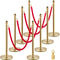 Premium Crowd Control Stanchion Set with Red Velvet Rope, Gold Stainless Steel Posts & Heavy-Duty Base