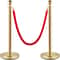 Premium Crowd Control Stanchion Set with Red Velvet Rope, Gold Stainless Steel Posts & Heavy-Duty Base