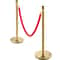 Premium Crowd Control Stanchion Set with Red Velvet Rope, Gold Stainless Steel Posts & Heavy-Duty Base
