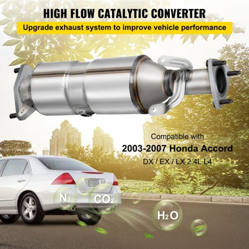 High Flow Direct Fit Catalytic Converter with Gaskets for Honda Accord, Stainless Steel Exhaust Upgrade