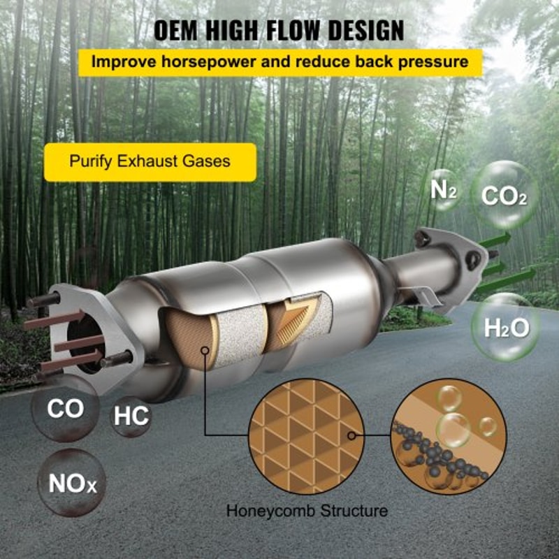 High Flow Direct Fit Catalytic Converter with Gaskets for Honda Accord, Stainless Steel Exhaust Upgrade