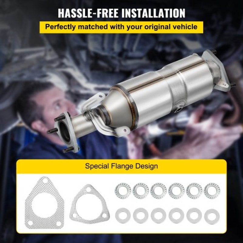 High Flow Direct Fit Catalytic Converter with Gaskets for Honda Accord, Stainless Steel Exhaust Upgrade