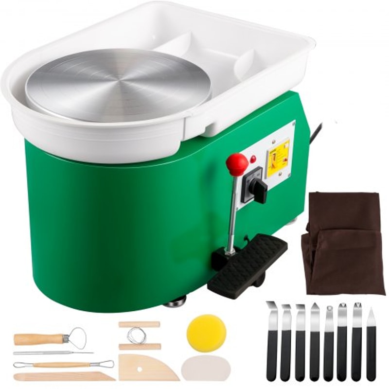 28cm Electric Pottery Wheel 350W Ceramic Forming Machine With Foot Pedal 18Piece Sculpting Tools D 1
