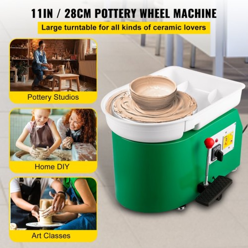 28cm Electric Pottery Wheel 350W Ceramic Forming Machine With Foot Pedal 18Piece Sculpting Tools D 2