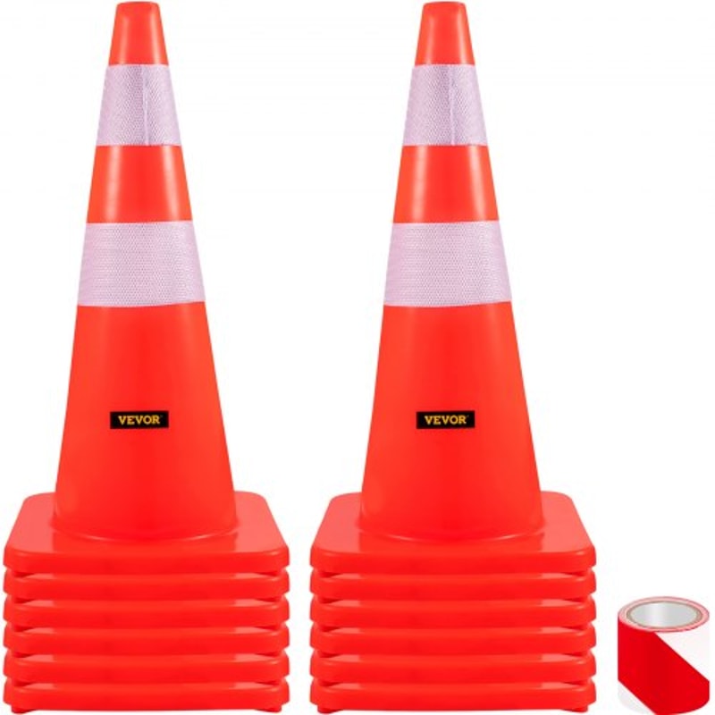 HeavyDuty 28 Traffic Cones 12Pack HighVisibility PVC Safety Cones With Reflective Strips For Drivew 1