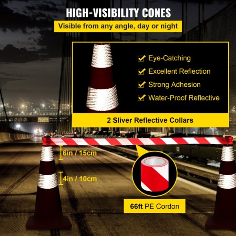 HeavyDuty 28 Traffic Cones 12Pack HighVisibility PVC Safety Cones With Reflective Strips For Drivew 4