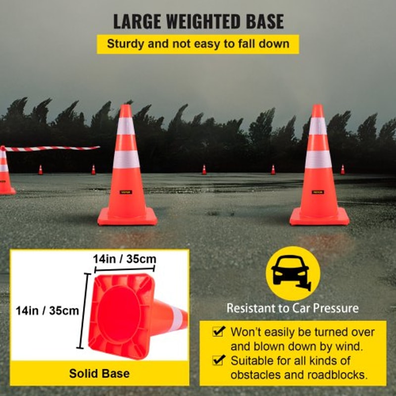 HeavyDuty 28 Traffic Cones 12Pack HighVisibility PVC Safety Cones With Reflective Strips For Drivew 5