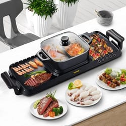 2400w 2-in-1 electric hot pot & grill, dual temp control smokeless bbq pan with nonstick coating for 1-8 people
