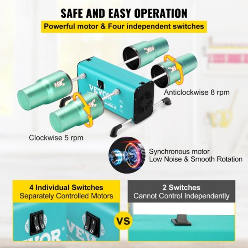 4Arm Cup Turner Tumbler Spinner Adjustable 2Speed Rotator With Mute Motor Aluminum Frame 4 Indepen 3