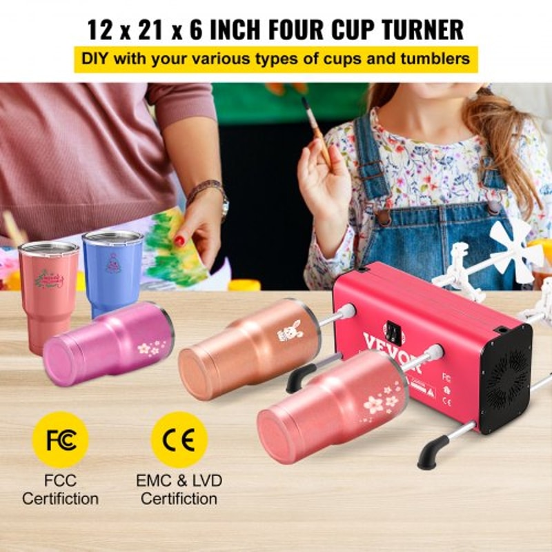 4Cup Turner 2Speed Multiple Tumbler Spinner Rotator Machine Kit With 4 Adjustable Arms Mute Motor 2