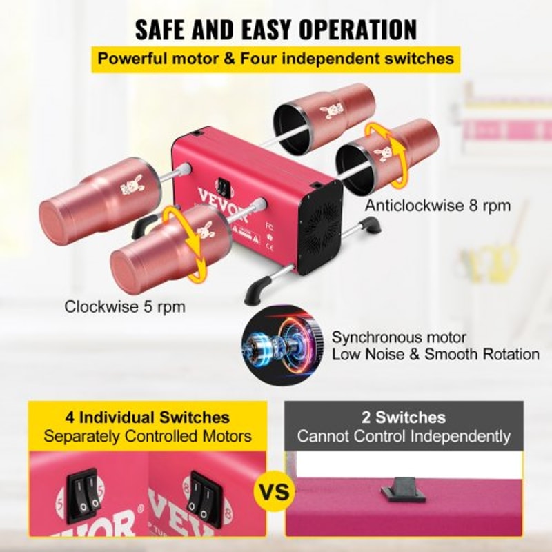 4Cup Turner 2Speed Multiple Tumbler Spinner Rotator Machine Kit With 4 Adjustable Arms Mute Motor 3