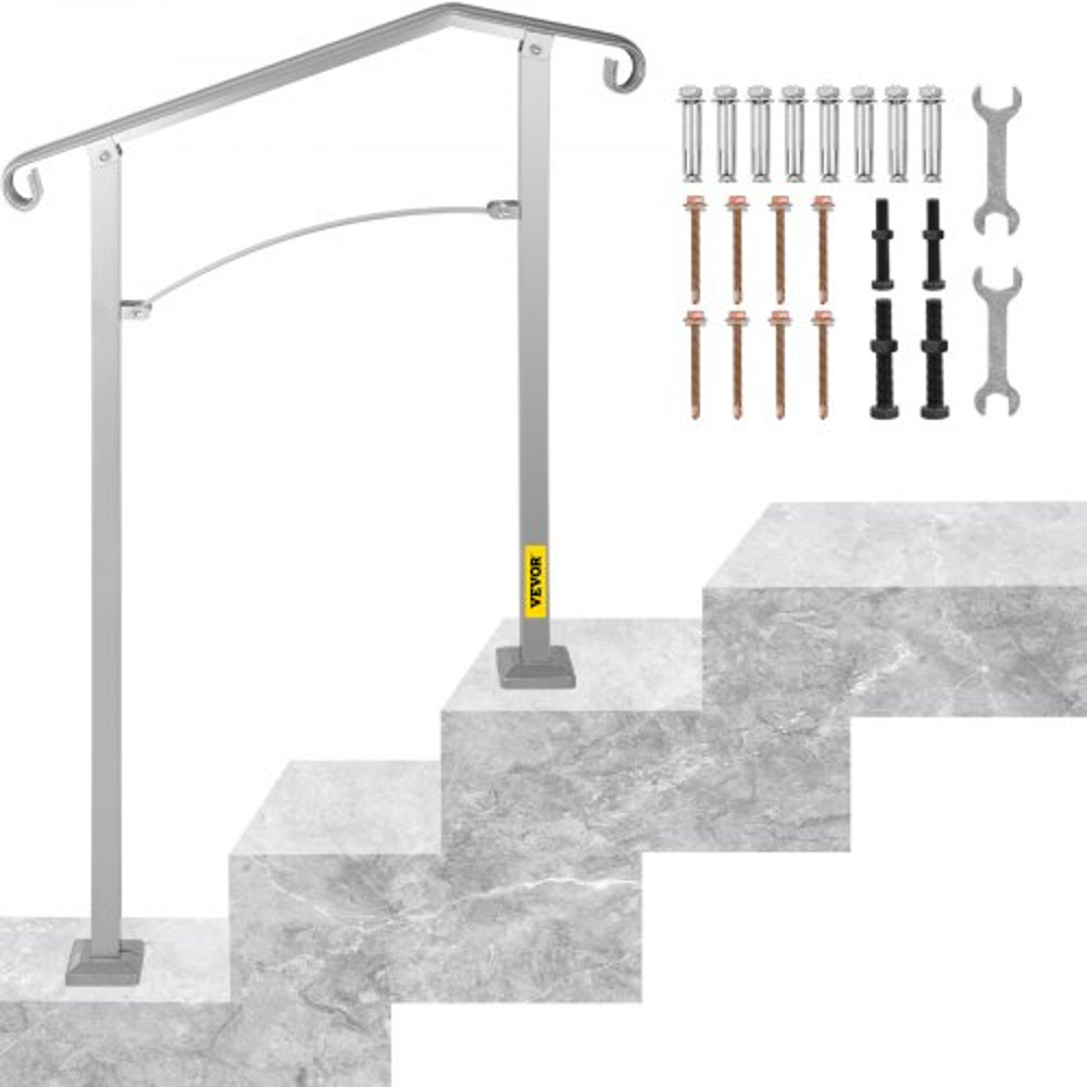 Alloy Metal Stair Handrail Kit Fits 2 Or 3 Steps RustProof Porch Step Rail Secure Grab Bar For Elde 1