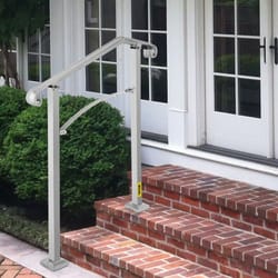 alloy metal stair handrail kit, fits 2 or 3 steps, rust-proof porch step rail, secure grab bar for elderly & kids