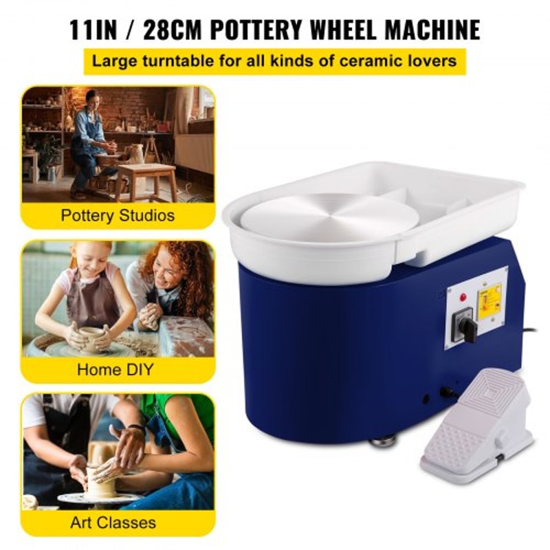 Professional 28cm Pottery Wheel With Detachable Basin Foot Pedal Control 350W Art Craft DIY Clay T 2