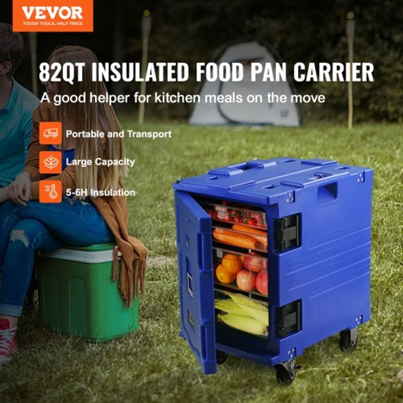 82 Qt Hot Box For Catering Front Loading Insulated Food Carrier With Wheels Handles 2