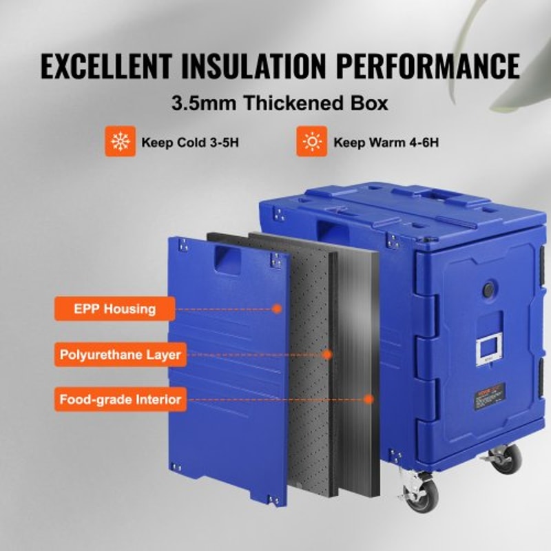82 Qt Hot Box For Catering Front Loading Insulated Food Carrier With Wheels Handles 3
