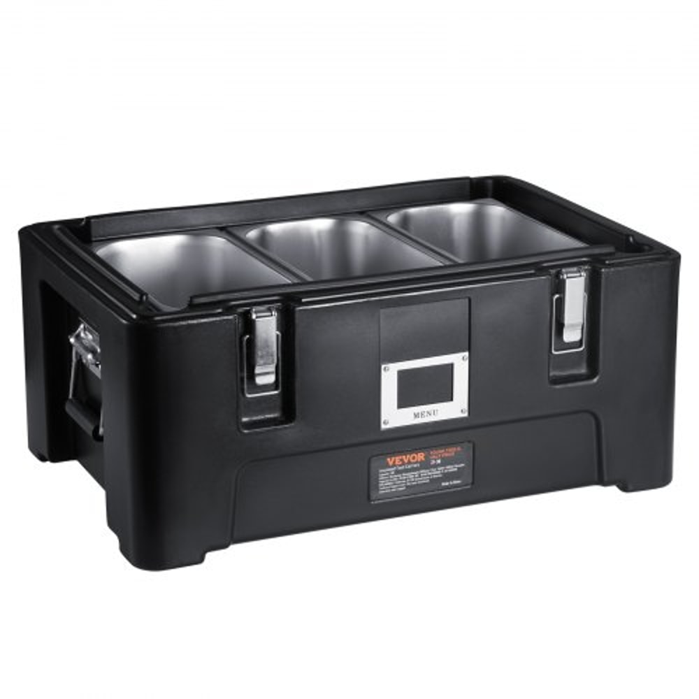 36Qt Stackable Catering Hot Box With 3 Stainless Steel Pans Top Load LLDPE Food Warmer WElastic Han 10