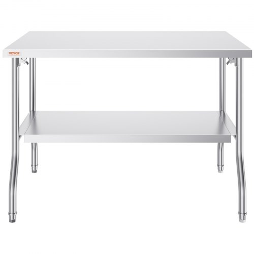 Stainless Steel Folding Table 48x30 Inch Commercial Prep Table WDouble Shelves HeavyDuty 772 Lbs Lo 9