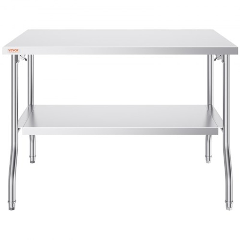 Stainless Steel Folding Table 48x30 Inch Commercial Prep Table WDouble Shelves HeavyDuty 772 Lbs Lo 9
