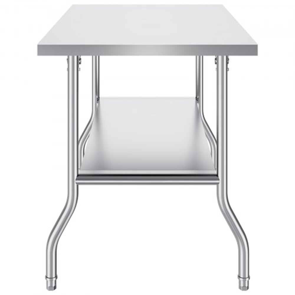 Stainless Steel Folding Table 48x30 Inch Commercial Prep Table WDouble Shelves HeavyDuty 772 Lbs Lo 10