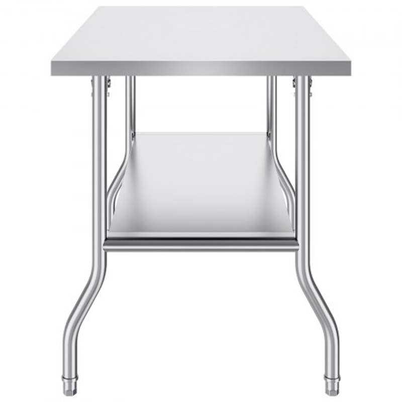 Stainless Steel Folding Table 48x30 Inch Commercial Prep Table WDouble Shelves HeavyDuty 772 Lbs Lo 10