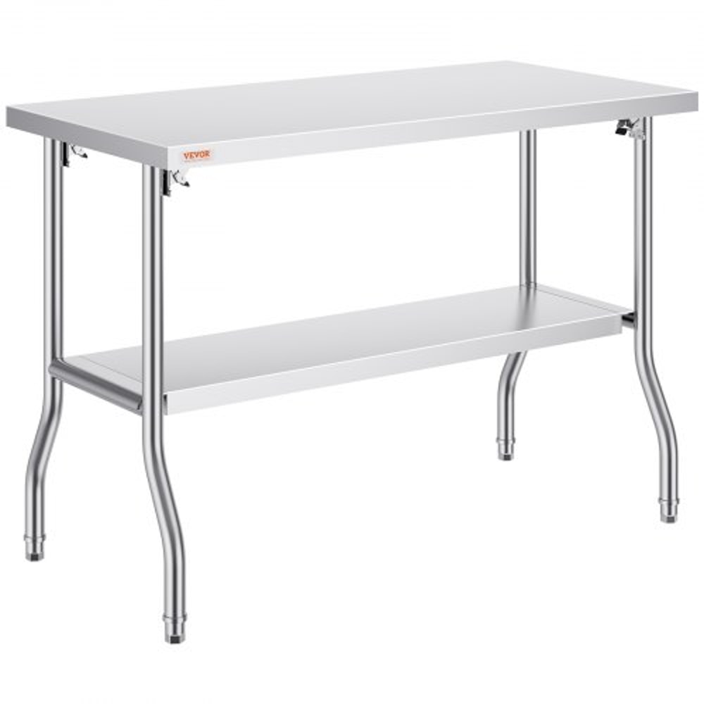 Commercial Stainless Steel Folding Prep Table HeavyDuty 300 Lbs Capacity Undershelf Storage Kitchen 1