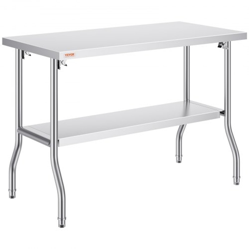 Commercial Stainless Steel Folding Prep Table HeavyDuty 300 Lbs Capacity Undershelf Storage Kitchen 1