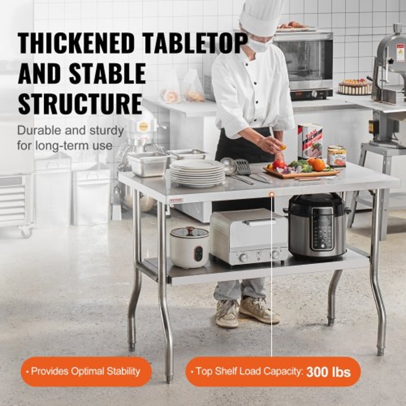 Commercial Stainless Steel Folding Prep Table HeavyDuty 300 Lbs Capacity Undershelf Storage Kitchen 3