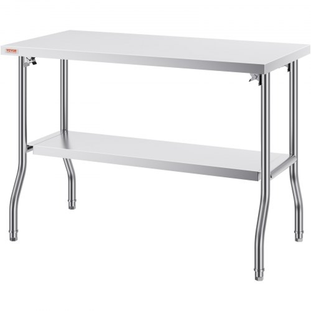 Commercial Stainless Steel Folding Prep Table HeavyDuty 300 Lbs Capacity Undershelf Storage Kitchen 8