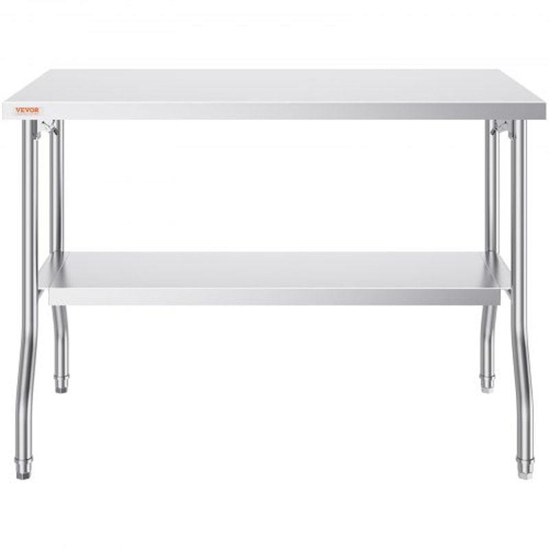 Commercial Stainless Steel Folding Prep Table HeavyDuty 300 Lbs Capacity Undershelf Storage Kitchen 9