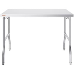 48x30 inch stainless steel kitchen work table, heavy-duty folding design w/220 lbs capacity, commercial-grade prep table
