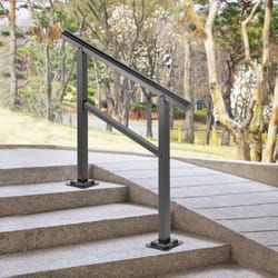 165lbs load aluminum stair handrail, 36" x 35" outdoor stair railing w/0-30° adjustable angle, fits 2-3 steps