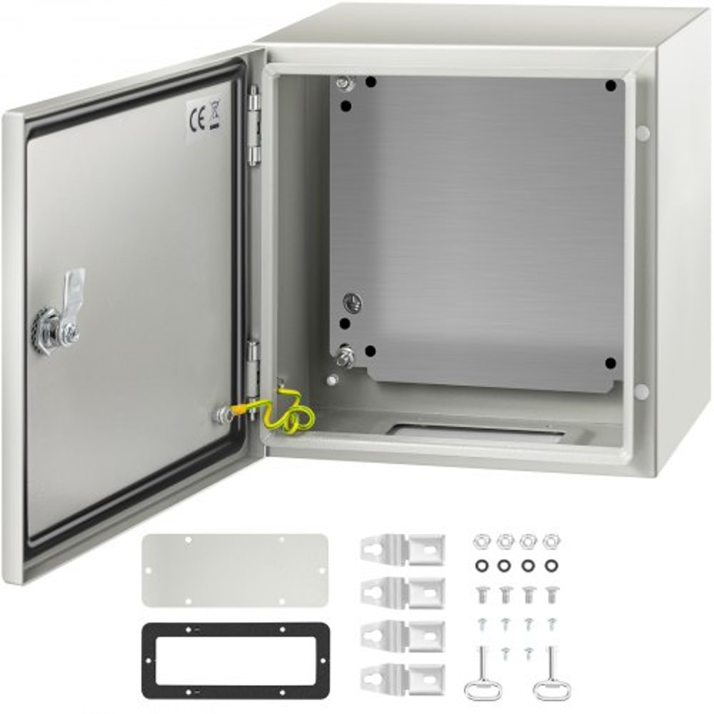 VEVOR NEMA Steel Enclosure, 12 x 12 x 8'' NEMA 4X Steel Electrical Box, IP66 Waterproof & Dustproof, Outdoor/Indoor Electrical Junction Box, with Mounting Plate