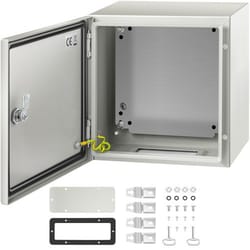 vevor nema steel enclosure, 12 x 12 x 8'' nema 4x steel electrical box, ip66 waterproof & dustproof, outdoor/indoor electrical junction box, with mounting plate