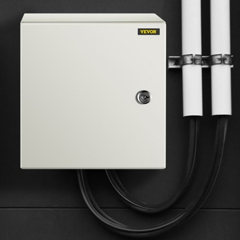 VEVOR NEMA Steel Enclosure, 12 x 12 x 8'' NEMA 4X Steel Electrical Box, IP66 Waterproof & Dustproof, Outdoor/Indoor Electrical Junction Box, with Mounting Plate