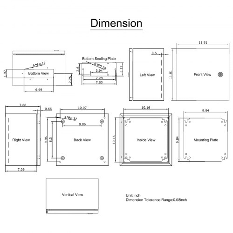 VEVOR NEMA Steel Enclosure, 12 x 12 x 8'' NEMA 4X Steel Electrical Box, IP66 Waterproof & Dustproof, Outdoor/Indoor Electrical Junction Box, with Mounting Plate