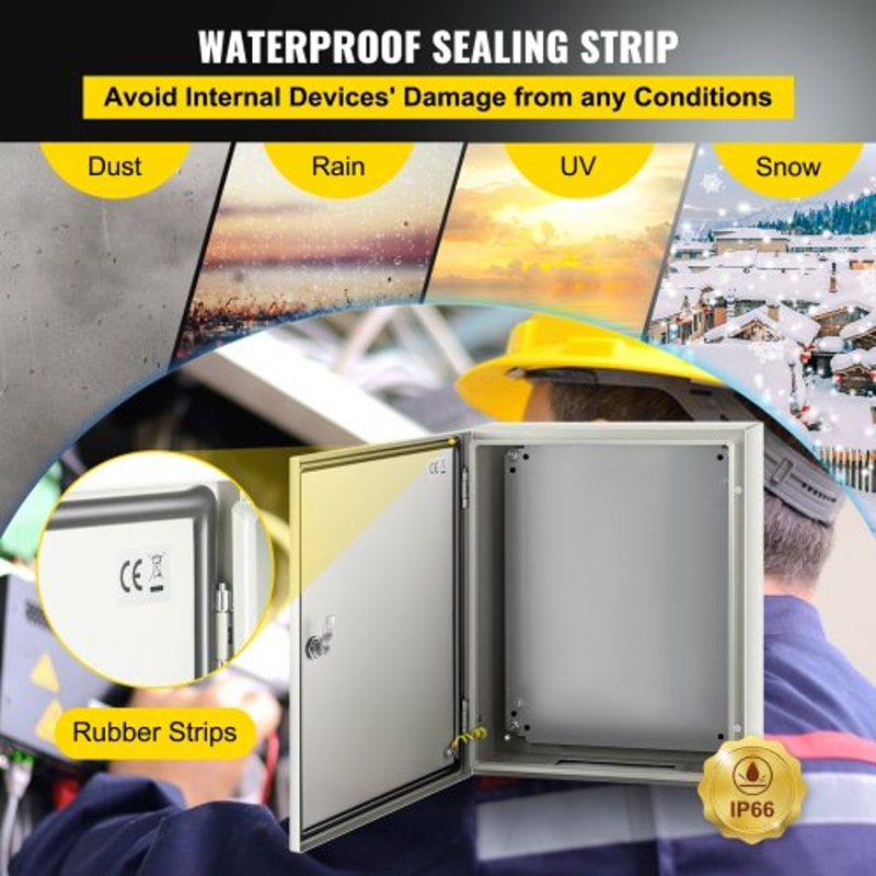 20 X 16 X 6 NEMA 4X Steel Electrical Box IP66 Waterproof Dustproof OutdoorIndoor Junction Box With 4