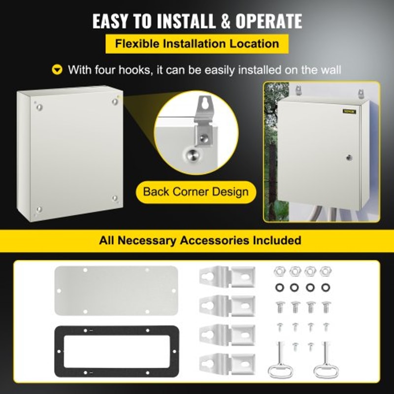 20 X 16 X 6 NEMA 4X Steel Electrical Box IP66 Waterproof Dustproof OutdoorIndoor Junction Box With 6