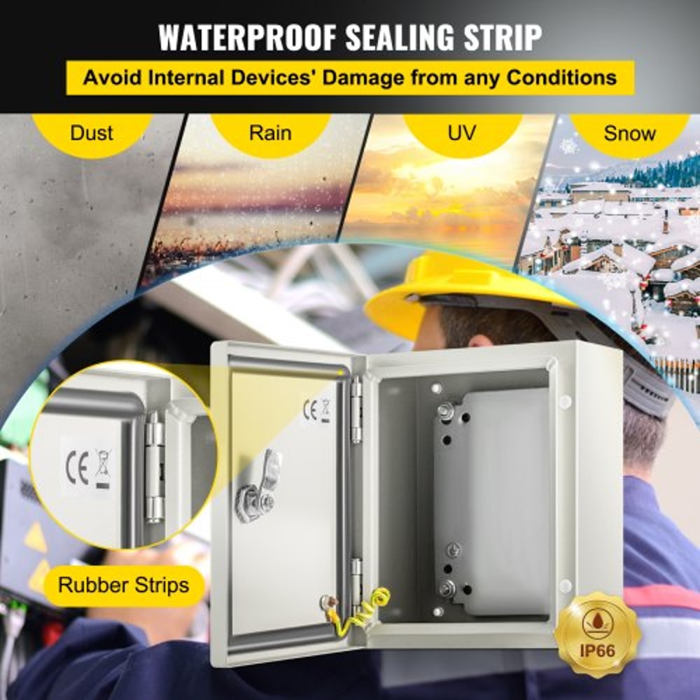 HeavyDuty 10x8x6 NEMA 4X Electrical Enclosure IP66 Waterproof Steel Junction Box For IndoorOutdoor 3