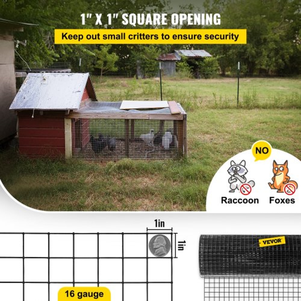Premium Welded Wire Fence Vinyl Coated Gauge, Heavy-Duty Chicken Rabbit Mesh for Gardens, Cages & Pest Control