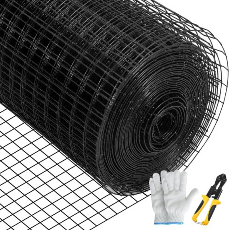 Hardware Cloth Mesh, Galvanized Steel Vinyl Coated Gauge Chicken Wire Fencing with Cutting Plier & Gloves for Garden