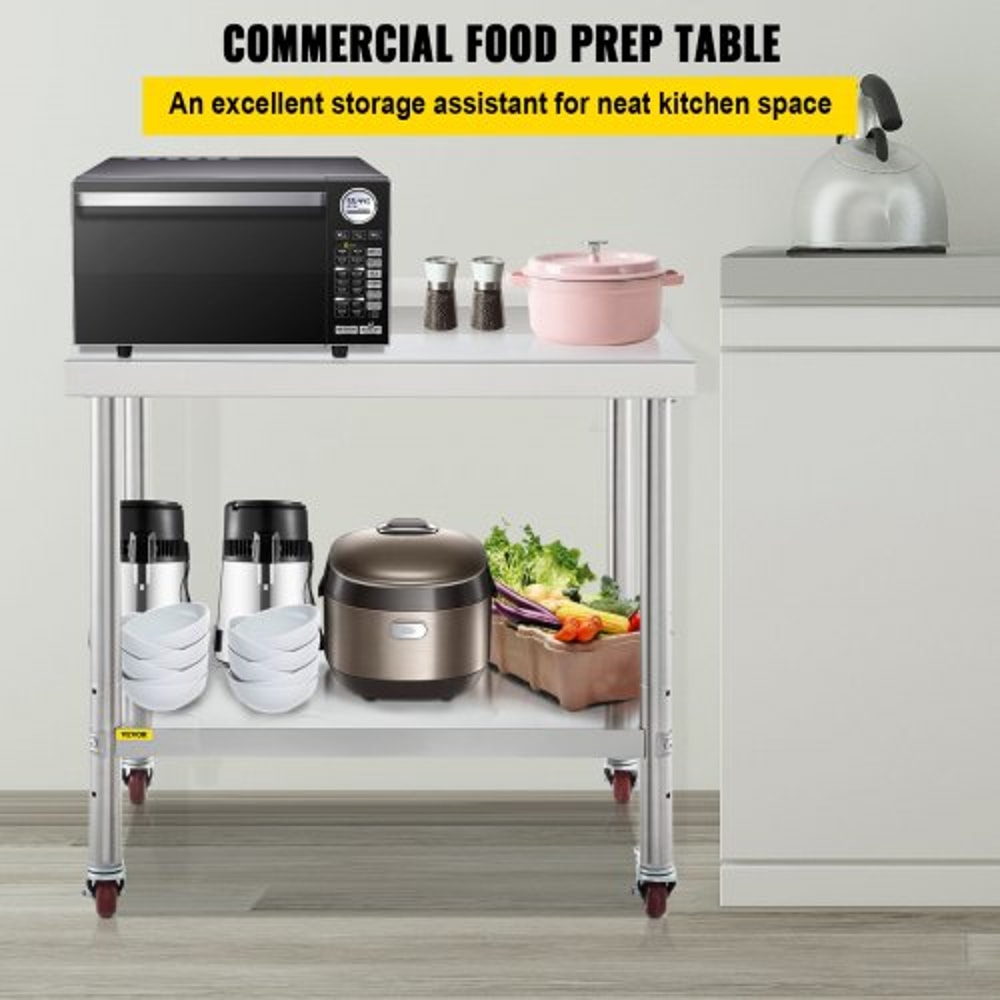 36 X 24 Inch Stainless Steel Prep Table 440lb Capacity Commercial Worktable With Adjustable Undersh 2